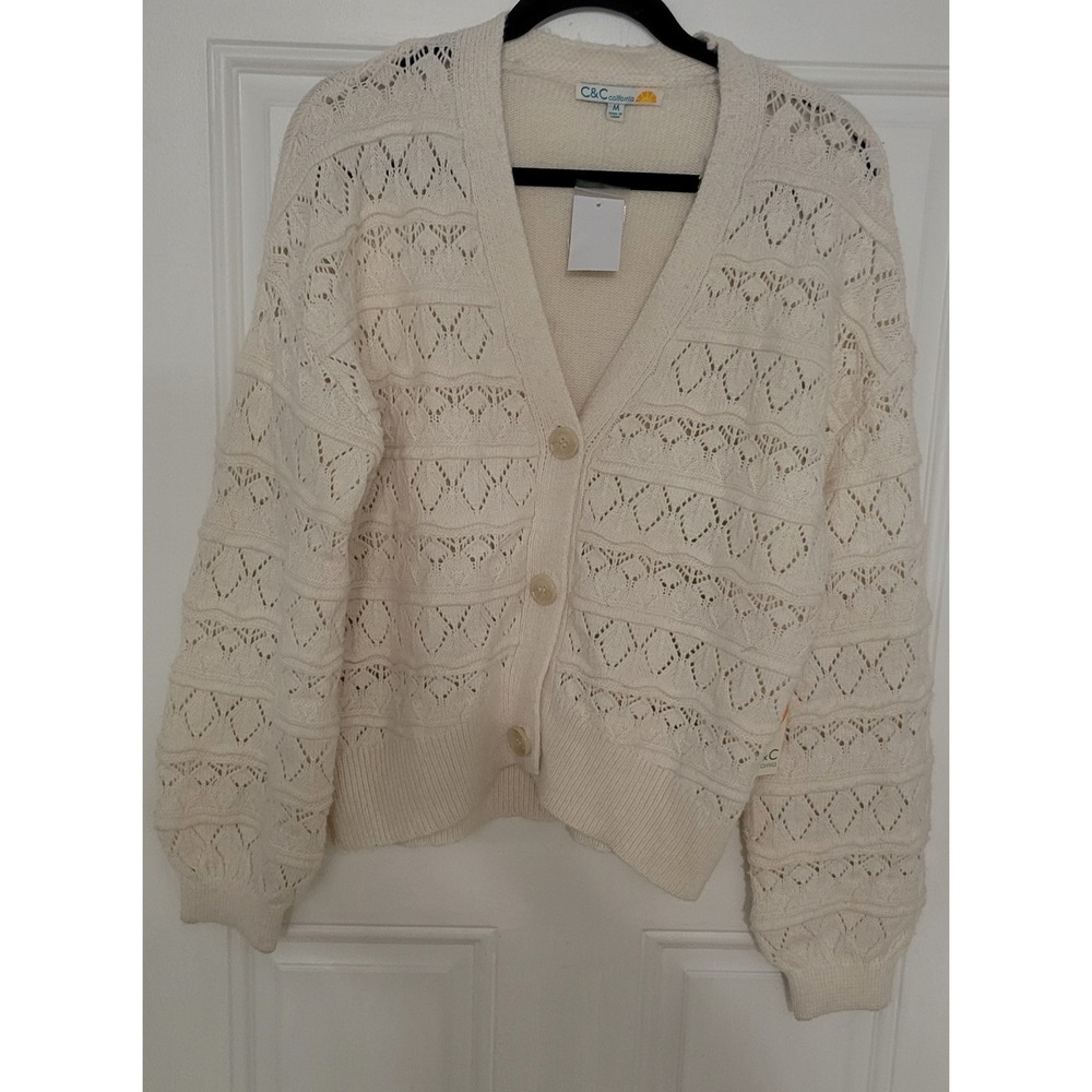 C&C California Cream Cardigan Sweater Womens Size M‎